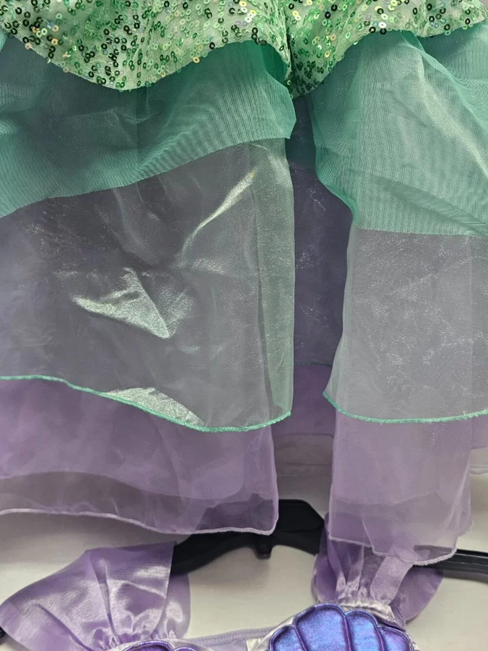 Disney Store Princess Ariel Costume 2pc Top Skirt Sparkling Purple Green 7/8